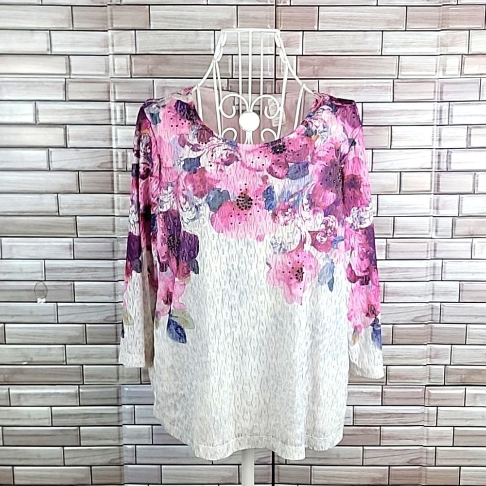 Alfred Dunner floral print top Size PM